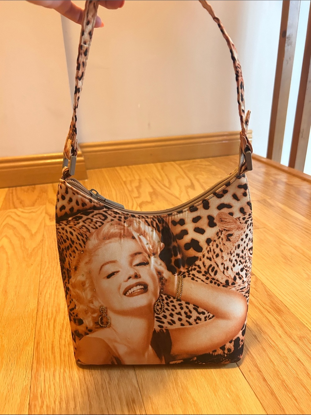 Leopard Print Shoulder Bag in Tan